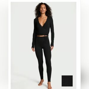 Victoria's Secret Lace Trimmed Wrap Top & Legging Set